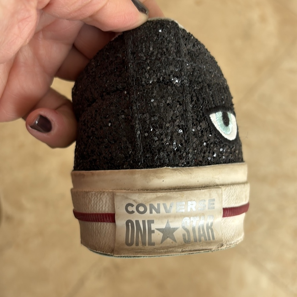 Converse/Chiara Ferragni black glitter sneakers Size 9. Preowned - Picture 6 of 8